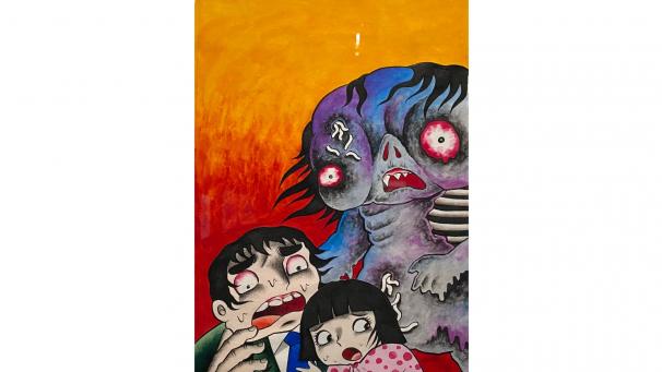 Parmi les originaux de la section consacrée aux effrois du 9e Art figure ce dessin de « La Fillette de l’enfer », un manga d’horreur griffé par Hideshi Hino.