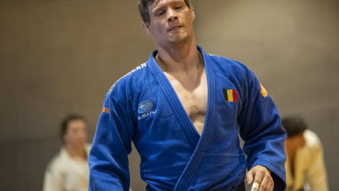 Belgian Matthias Casse pictured during a training session at a training camp of Judo Belgium, ahead of the Judo European Championships in Zagreb (25-28/04), at the Stedelijk Lyceum Topsport, in Wilrijk, Antwerp, Saturday 20 April 2024. BELGA PHOTO DAVID PINTENS