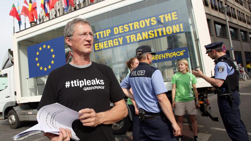 La contestation du TTIP est toujours vive un peu partout en Europe, comme ici en Allemagne. © Bodo Marks/EPA.