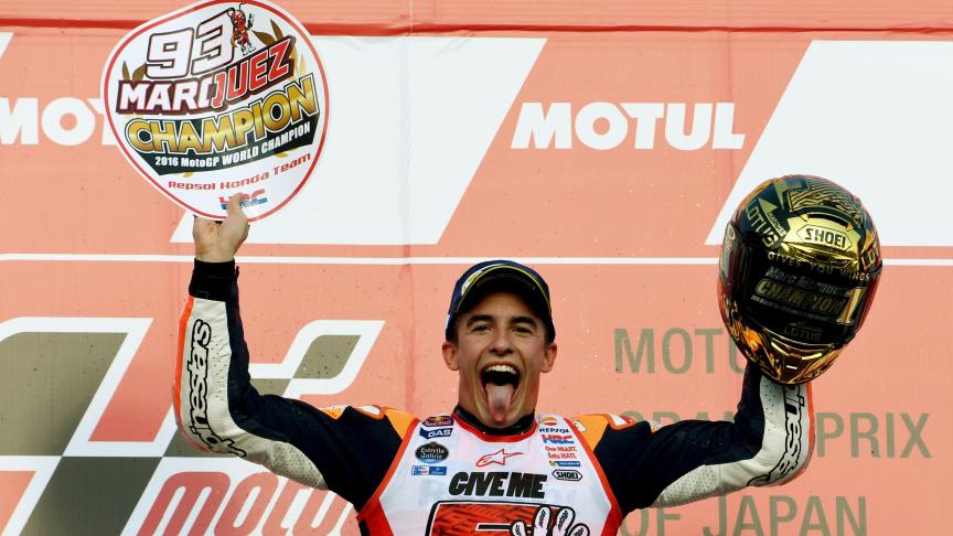 La joie de Marquez sur le podium. © AFP