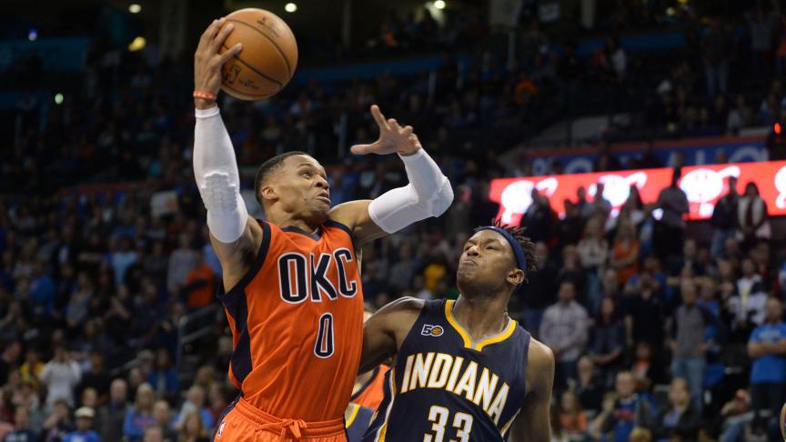 Les 31 pts Russell Westbrook n’auront pas suffi à Oklahoma. ©Photo News