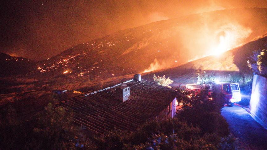 Un départ d'incendie attisé par un vent très violent s'est déclaré à 19 h30 dans les collines de Gigaro, à La Croix-Valmer. ©Reporters