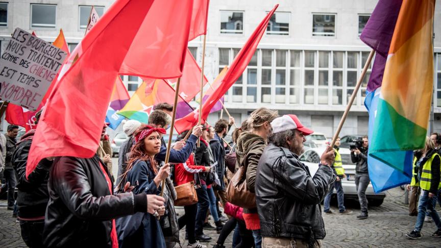 Manifestation du PTB, le 1er mai à Liège. © Mathieu Golinvaux