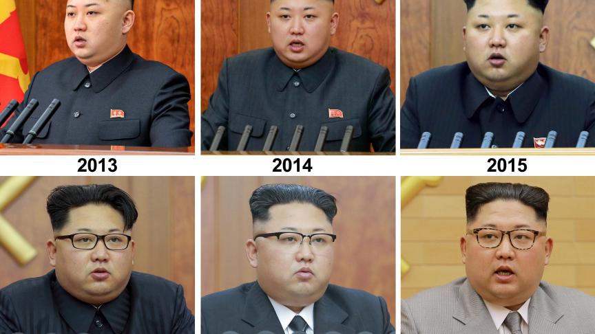 Kim Jong-Un adressant ses voeux à la nation, de 2013 à 2018.
