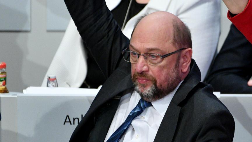 Moment crucial pour Martin Schulz
: un «
non
» aurait mis un terme à sa carrière politique.