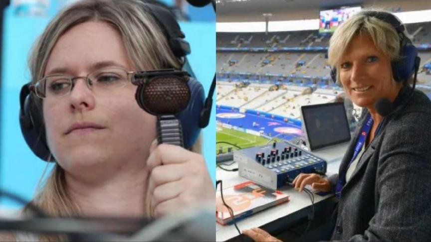 Vicki Sparks et Claudia Neumann, commentatrices de foot respectivement pour la BBC et pour la ZDF.