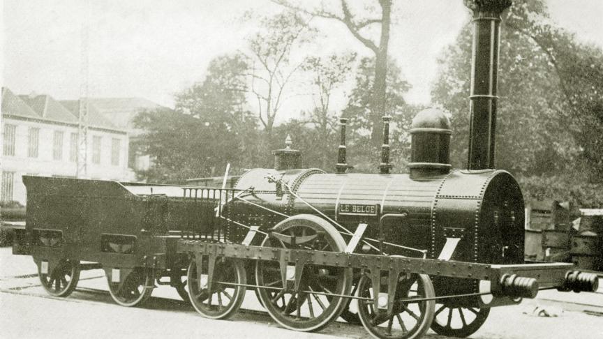 « Le Belge », première locomotive à voyageurs construite en Belgique (1835).