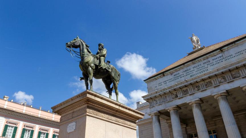 Monument équestre en hommage à Giuseppe Garibaldi, à Gênes.