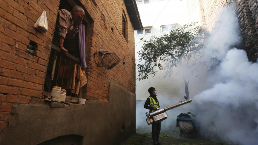 Au Népal, des travailleurs tentent d’endiguer les maladies transmises par les moustiques. La dengue semble notamment en sévère recrudescence.