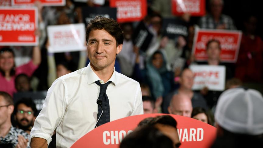 Le Premier ministre canadien Justin Trudeau est en campagne pour le Parti libéral.
