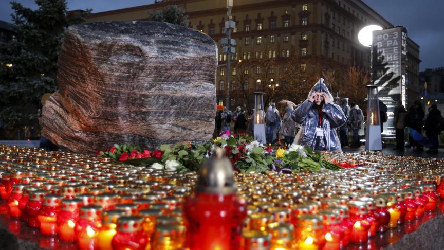 Commémoration annuelle, à Moscou, en mémoire des victimes des purges effectuées sous la dictature soviétique de Joseph Staline.