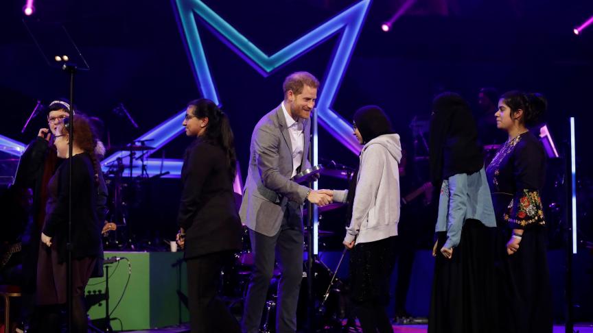 Le Prince Harry lors de la cérémonie de remise de prix OnSide Awards.