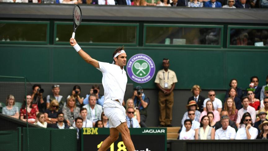 Roger Federer en finale de Wimbledon en 2019.