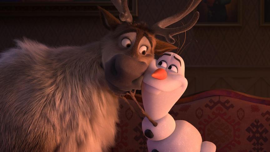 Sven le renne et Olaf le bonhomme de neige.