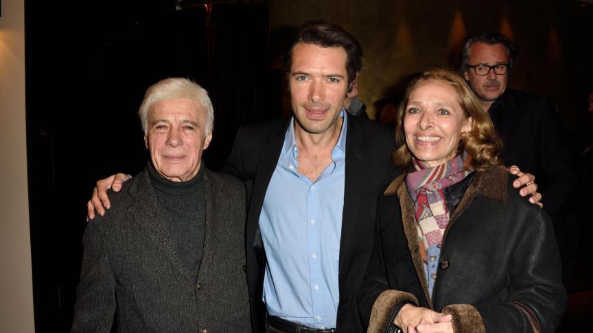 Guy Bedos, Nicolas Bedos, Joelle Bedos assistent à la premiere de Monsieur & Madame Adelman au Cinema Elysee Biarritz à Paris, le 6 mars 2017.