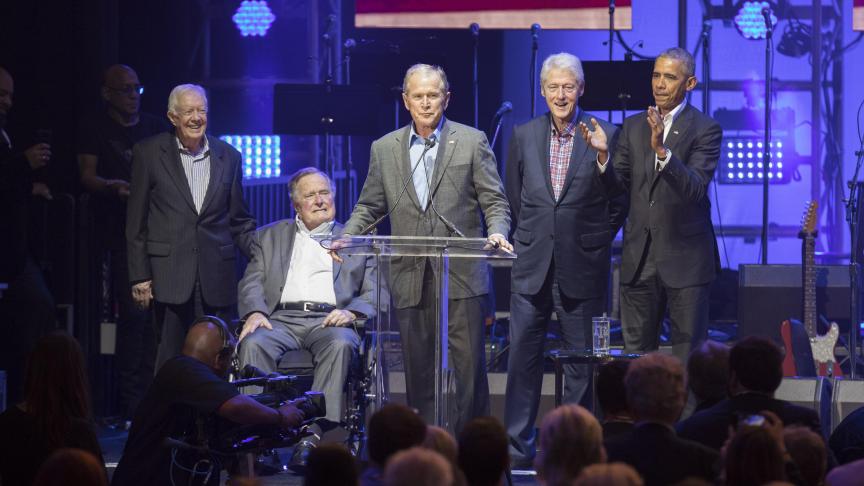 Jimmy Carter, George H.W. Bush, George W. Bush, Bill Clinton et Barack Obama