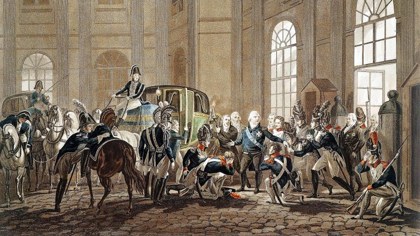 Louis XVIII quitte d’urgence les Tuileries pour Gand, devant l’avancée de Napoléon.