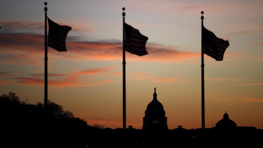 Le Capitole au lever du jour à Washington.