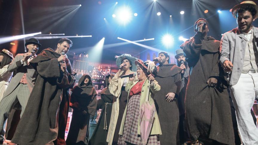La troupe des Enfoirés, lors du show 2020.