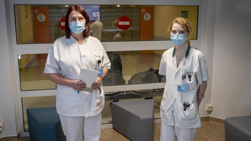Maryse (à g.) et Marie, assistantes administratives à l’hôpital de la Citadelle, à Liège: «C’est comme ça qu’on nous appelle, mais je n’aime pas ce nom...»