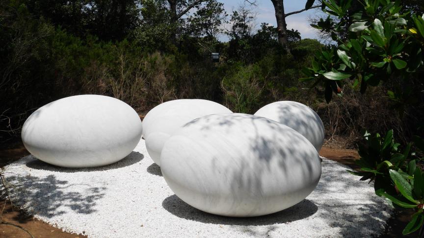 Les œufs mystérieux de NILS-UDO à la Fondation Carmignac, sur l’île de Porquerolles.