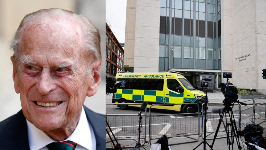 Le 5 mars 2021, une ambulance quitte le St Bartholomew's Hospital, dans le centre de Londres, où le Prince Philip, Duc d'Edimbourg, a été transféré le 1er mars.