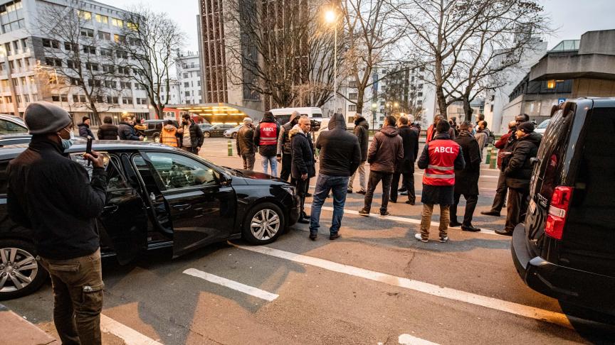 BRUSSELS PROTEST ACTION RENTING CAR WITH DRIVER