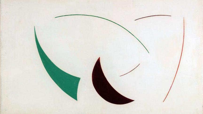 Georges Vantongerloo, Formes 1939, huile sur panneau, 36 × 61 cm.