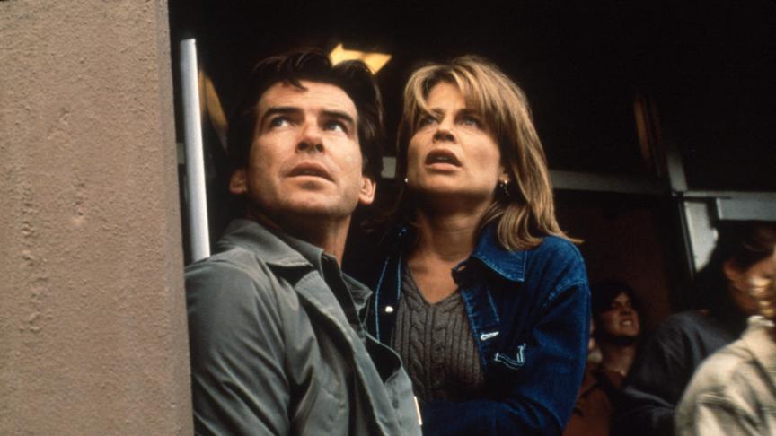 L’acteur ayant tenu le rôle de l’agent OO7 et Linda Hamilton sont au centre du film catastrophe.