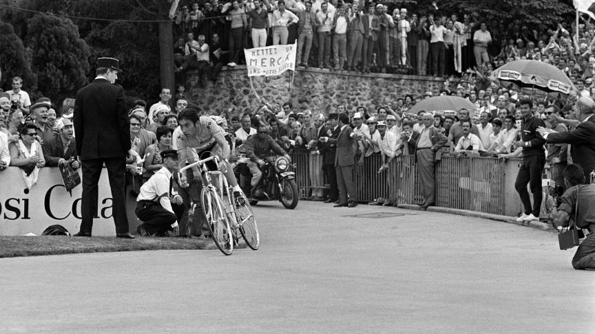 Eddy Merckx lors de sa première victoire au Tour de France, en 1969.