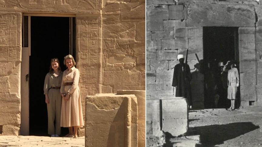 La Reine et la Princesse y découvrent les pétroglyphes du Rocher aux vautours et le temple d'Amenhotep III, comme l'avait fait la Reine Élisabeth en 1930.