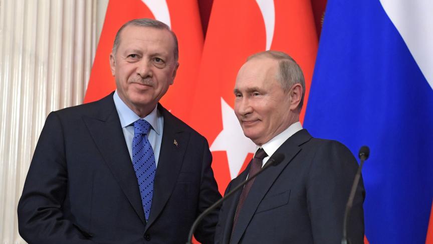 Recep Tayyip Erdogan et Vladimir Poutine, en mars 2020.