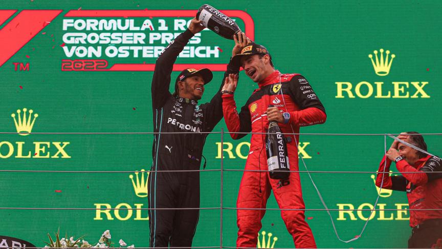 L’avenir de Lewis Hamilton (à g.) et Charles Leclerc suscite bon nombre de questions parmi les amateurs de F1.