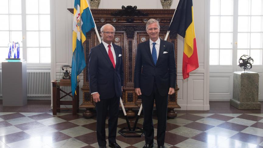 Le roi Philippe et le roi Carl XVI Gustaf de Suède lors d’une rencontre à Stockholm en 2014.
