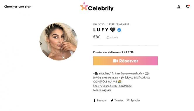 Le profil de Lufy sur le site controversé, à titre d’exemple.