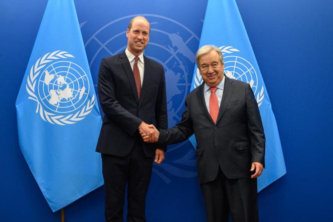 Le Prince William et Antonio Guterres, Secrétaire général des Nations unies, à New York, le 18 septembre 2023 - Belga Image