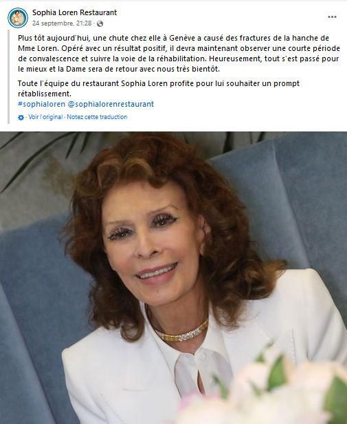 Capture d’écran - Compte Facebook «Sophia Loren Restaurant»